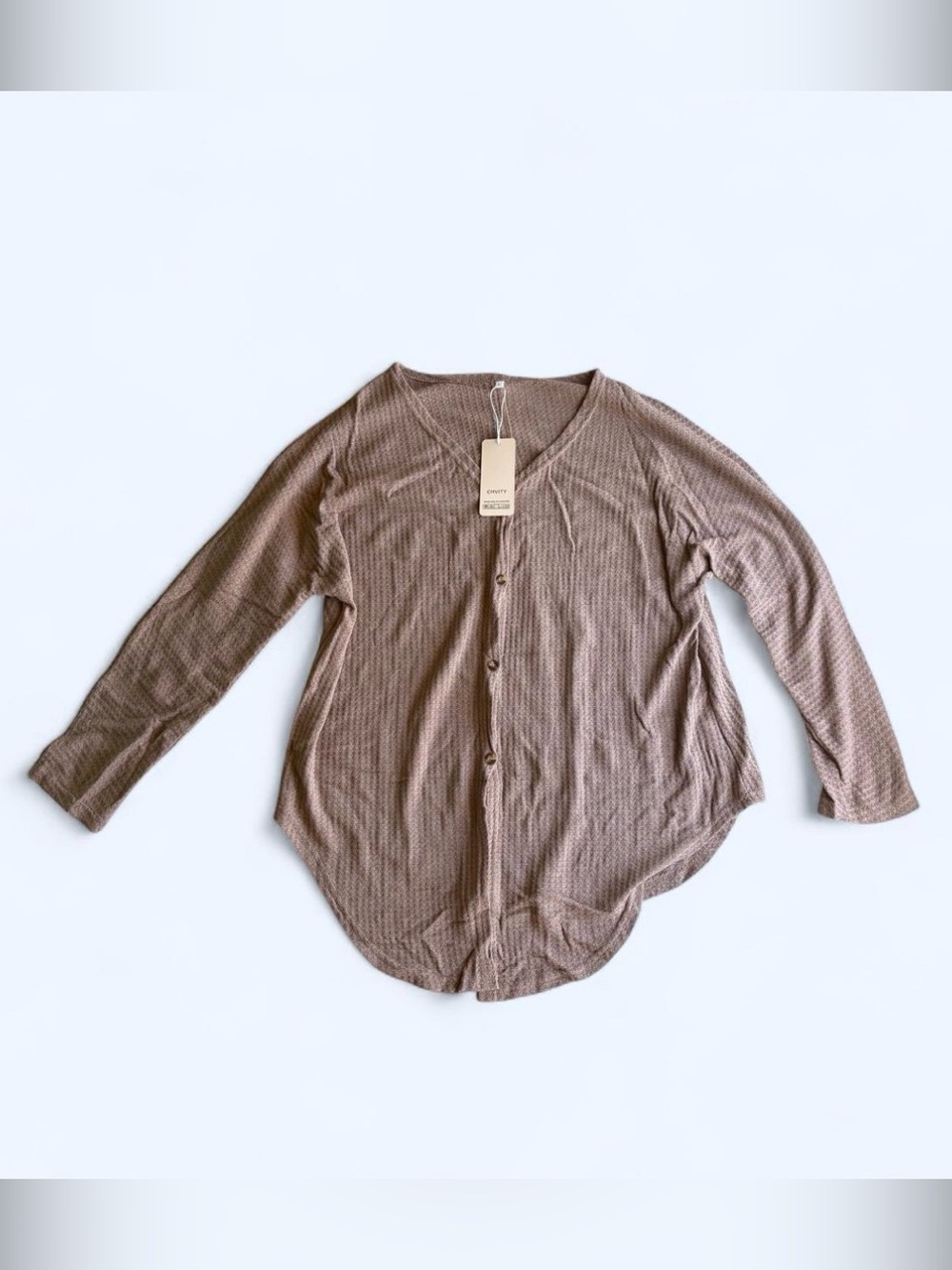 Brown waffle knit cardigan bnwt